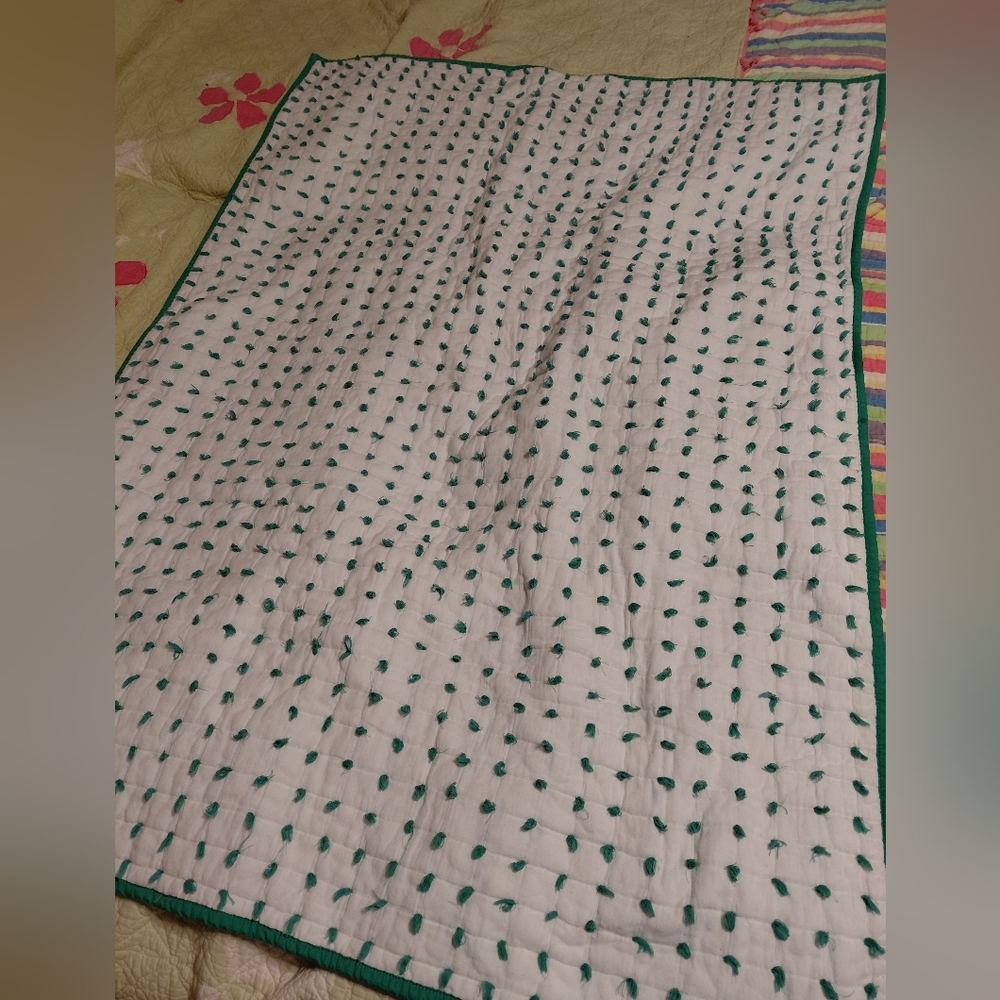 Anthropologie  pom pom  baby blanket   49"x37"